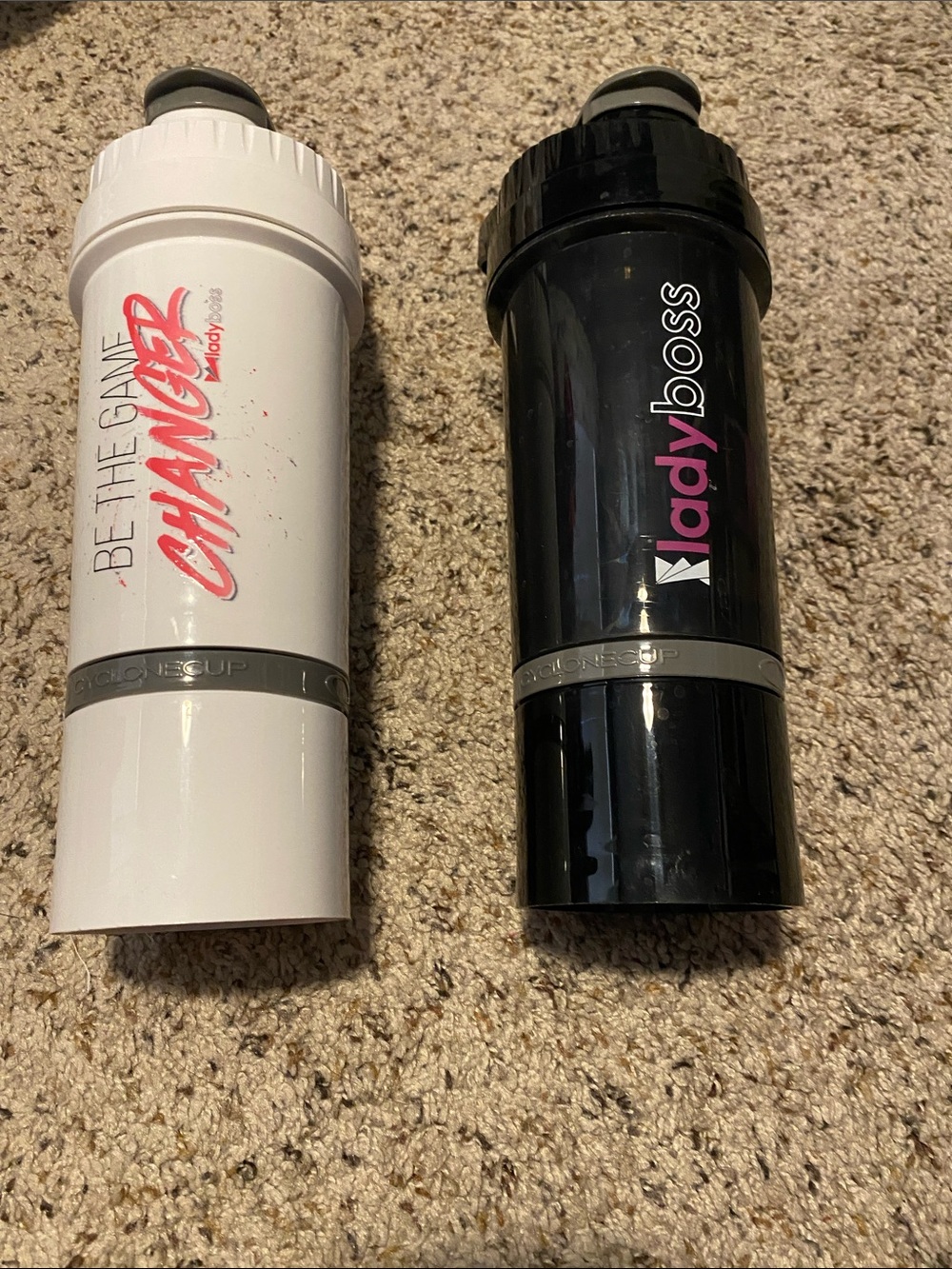 Black Shaker Bottle - Pink Accent Motivational Mixer